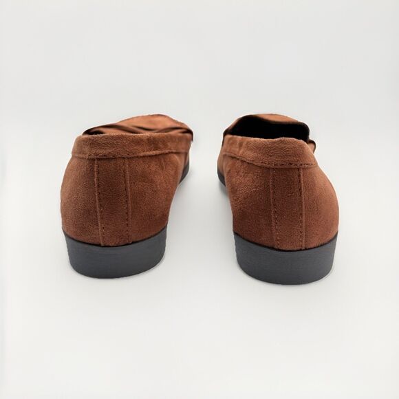 Soda Women’s Shoes Slip On Chunky Mid Heel- size 7 Cognac/ brown  Suede Loafers - Picture 4 of 8